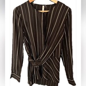 Mango Black and White Striped Wrap Blouse
Women’s Medium NTW